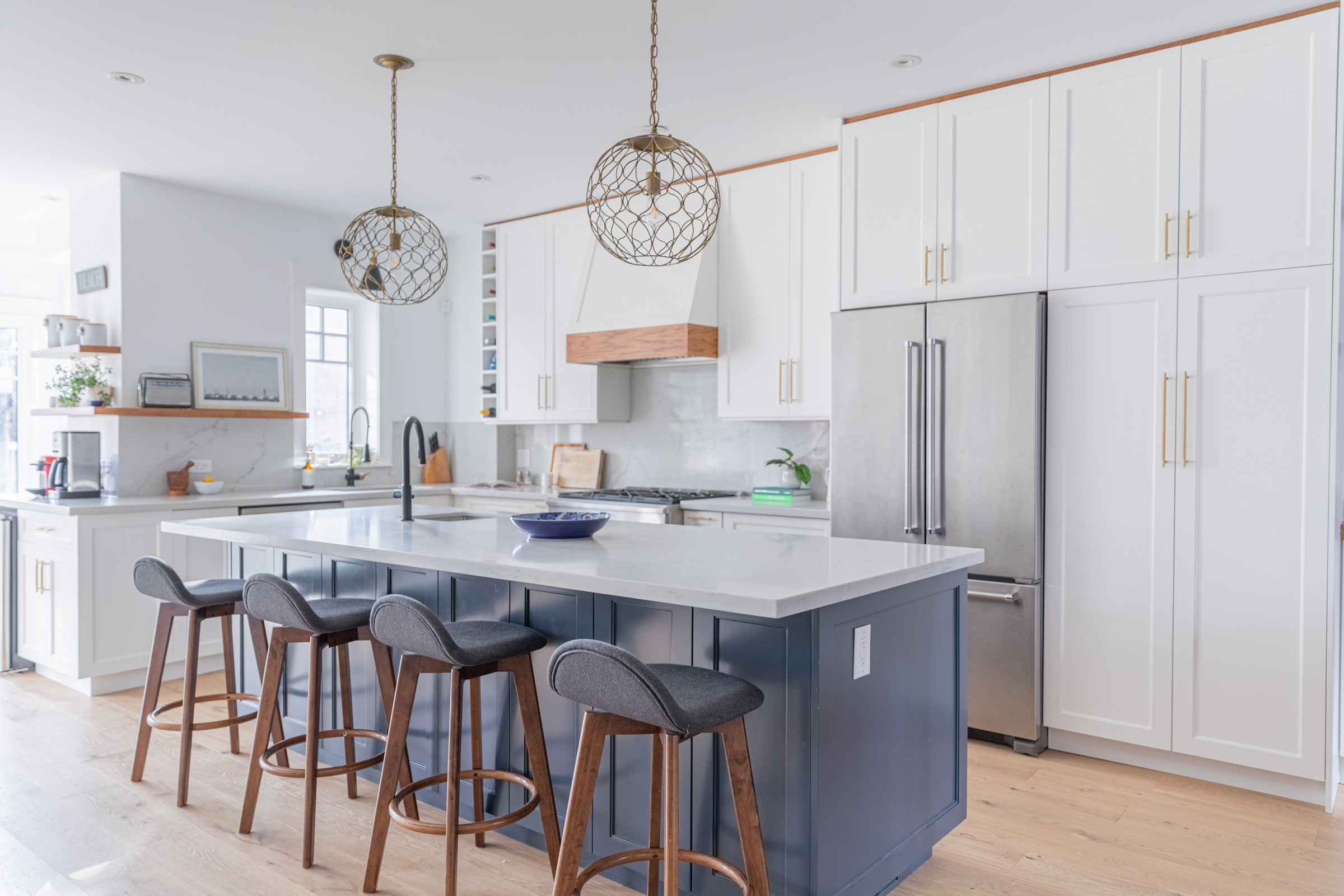 Kitchen design, bathroom design, bedroom design, material sourcing, finish selection, procurement, furniture layouts, furniture installation, and interior styling.